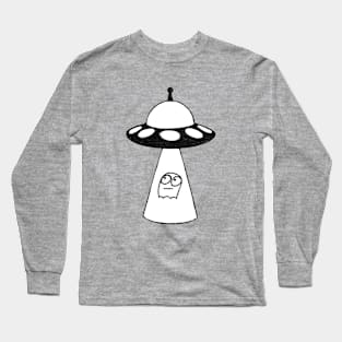 UFO Abducting Scared Ghost - Pen on Paper Long Sleeve T-Shirt